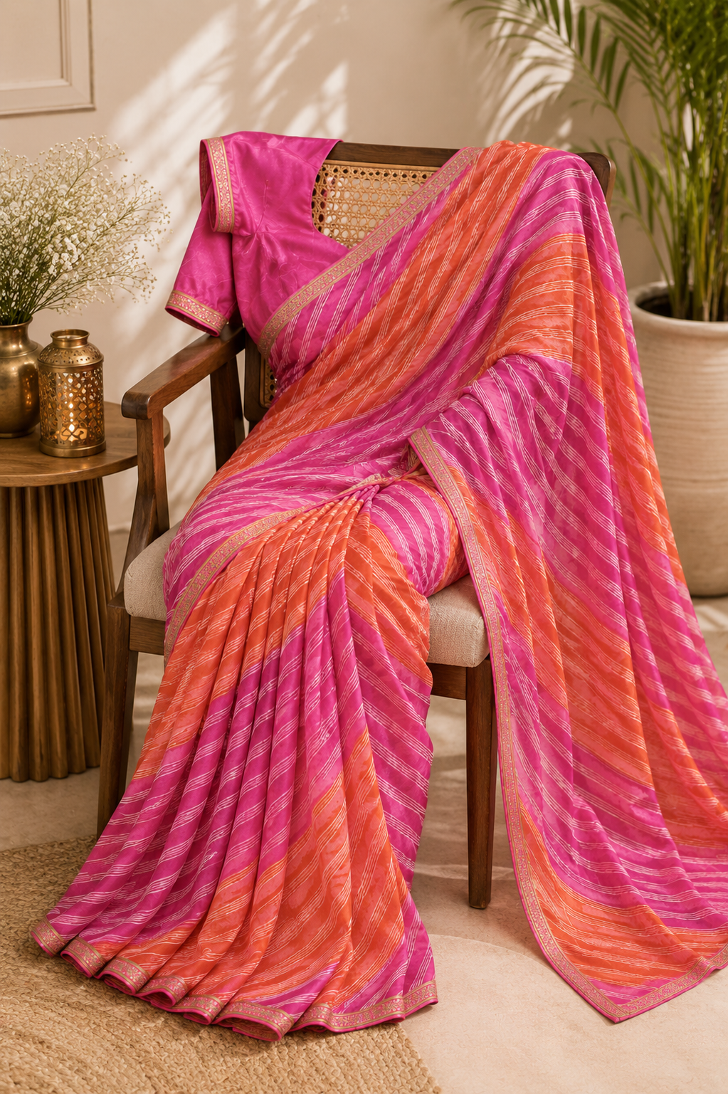 Pastel Leheriya Elegance Saree