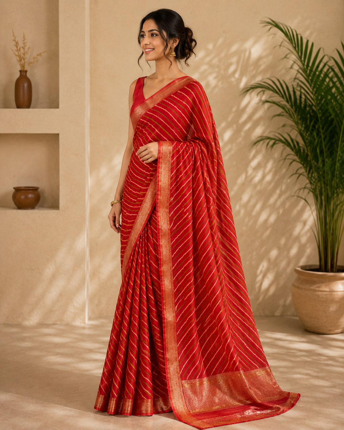 Classic Leheriya Stripe Saree