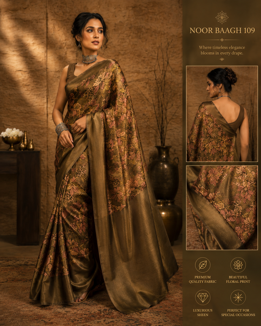Olive Bloom Heritage Saree
