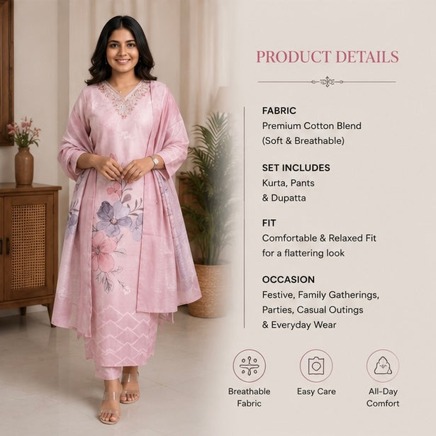 Blush Blossom Kurta Set