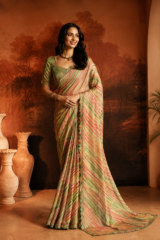 Pastel Leheriya Charm Saree