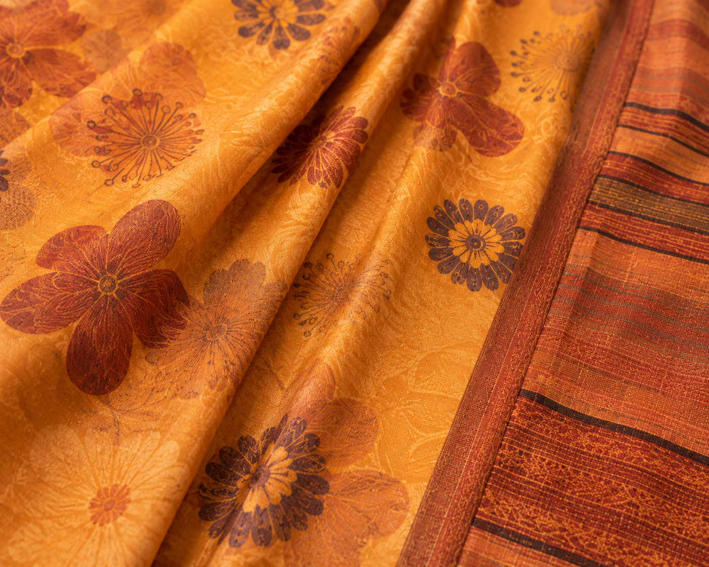 Sunlit Mustard Floral Saree