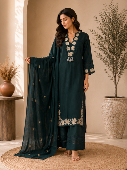 Zehra Embroidered Kurta Palazzo Set