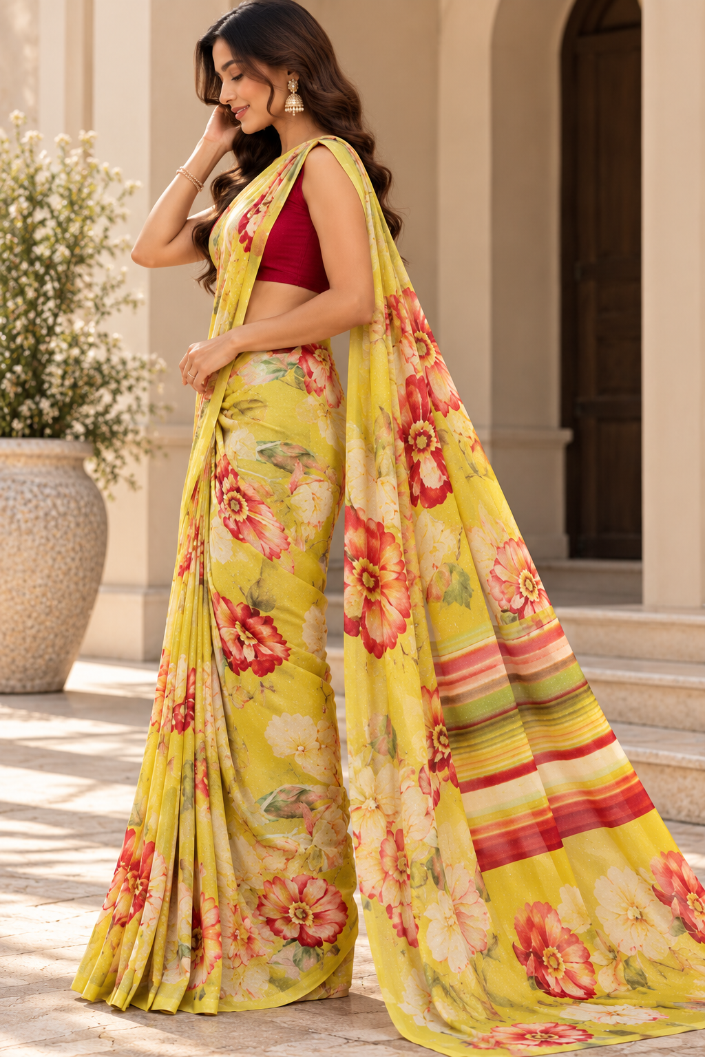Sunlit Meadow Floral Saree