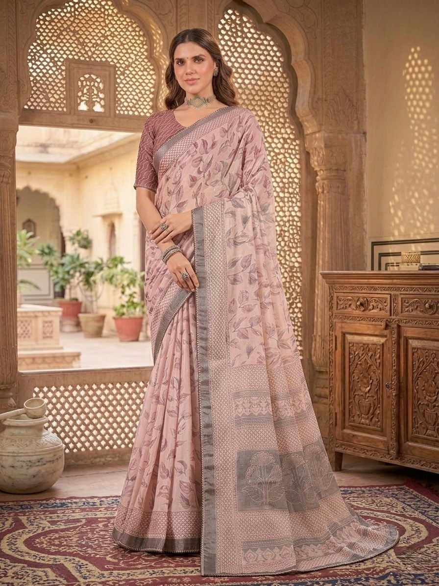 Gulbahar Dusty Rose/Yellow Woven Saree