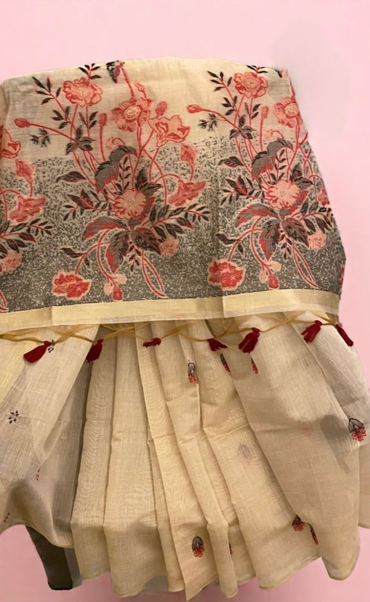 Ivory Elegance with Floral Bloom