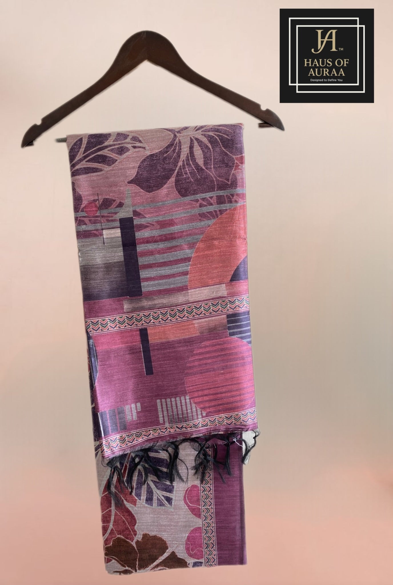 Brown Floral Print Saree