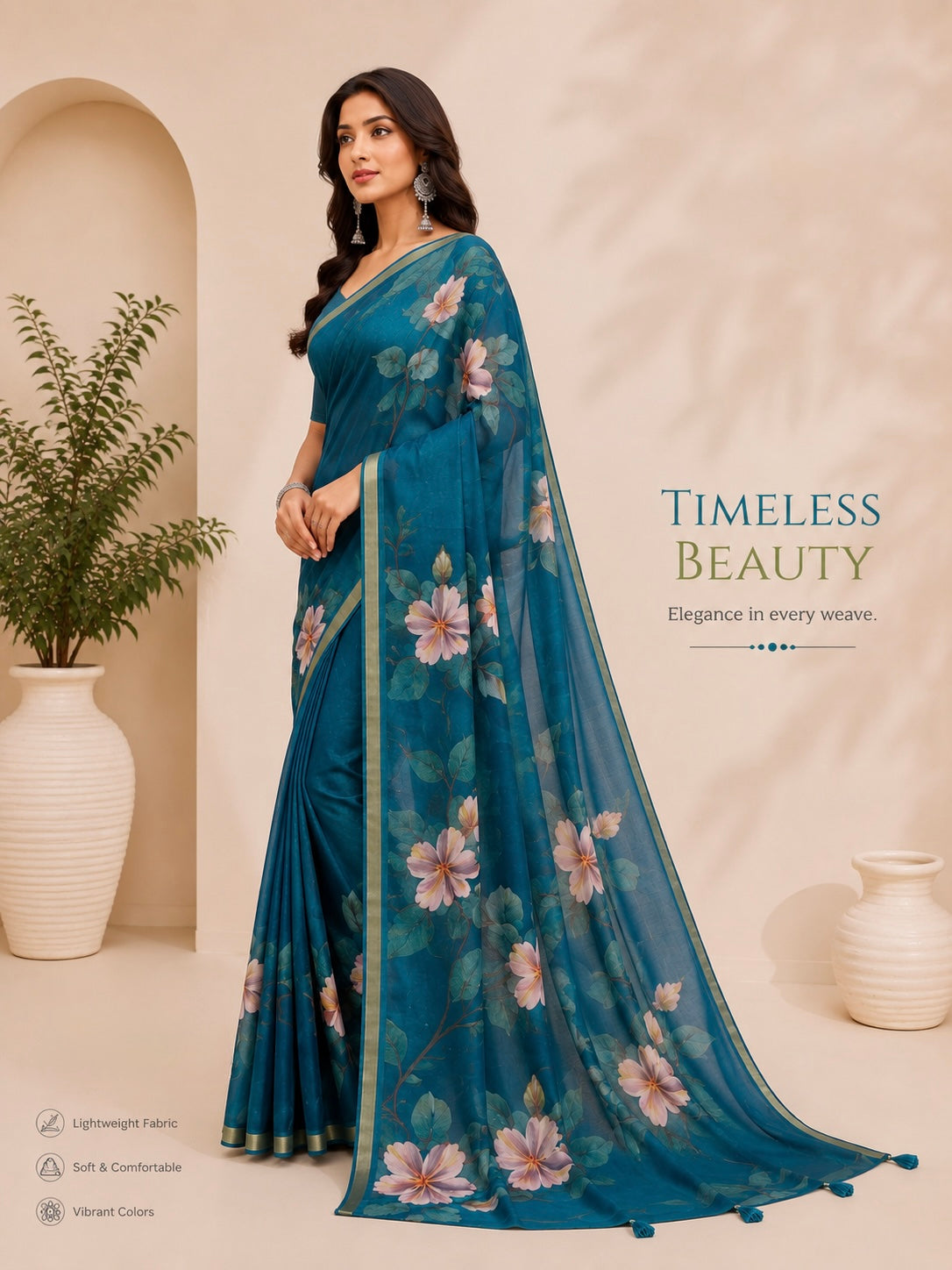 Azure Bloom Saree