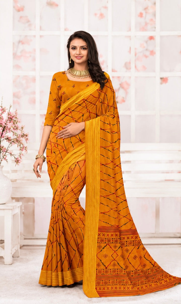 Zariya Lehriya Weave Saree