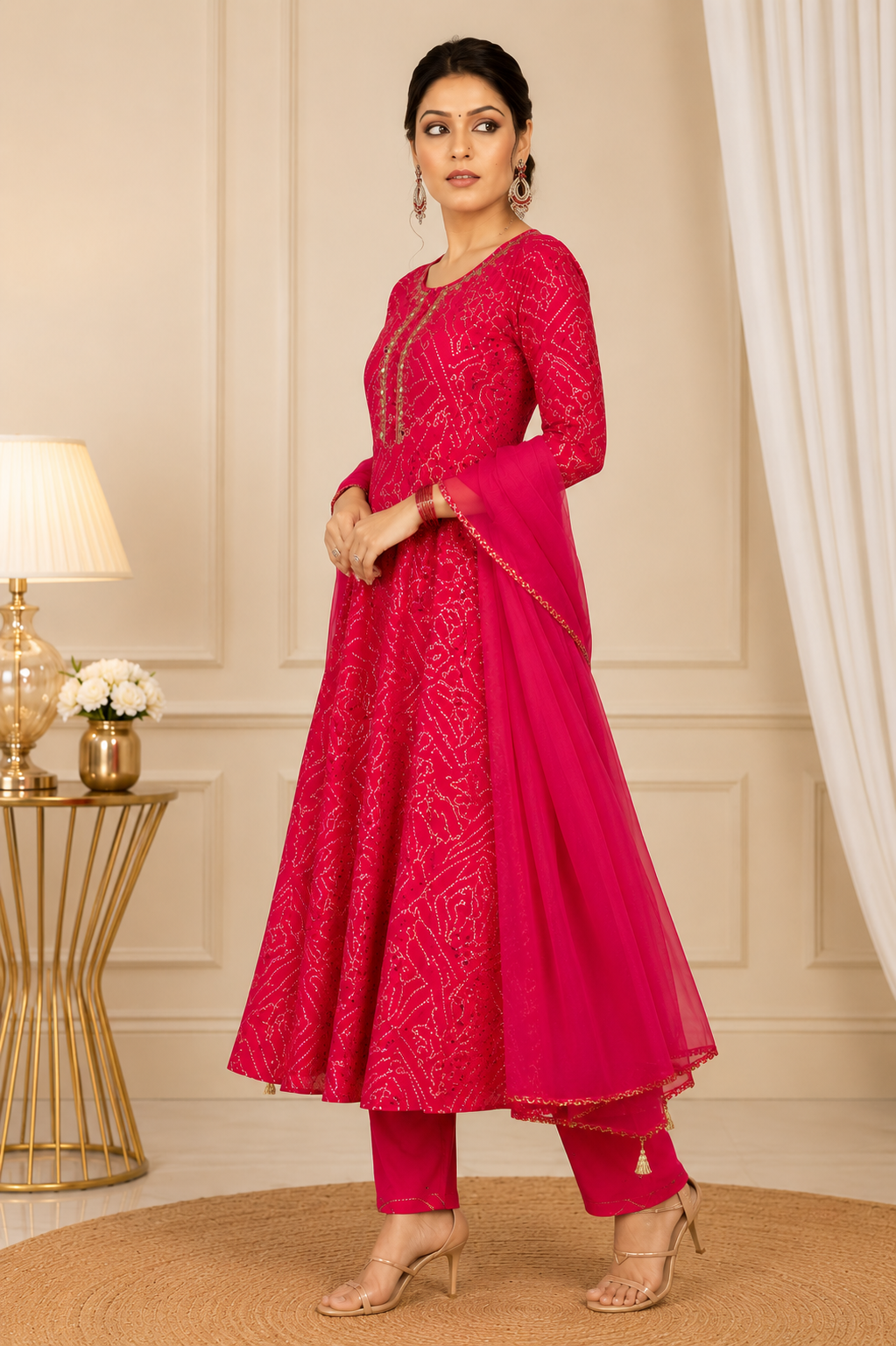 Gulnaar Flared Bhandej Set
