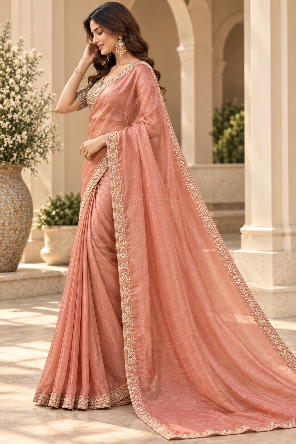 Rosewood Elegance Embellished Saree