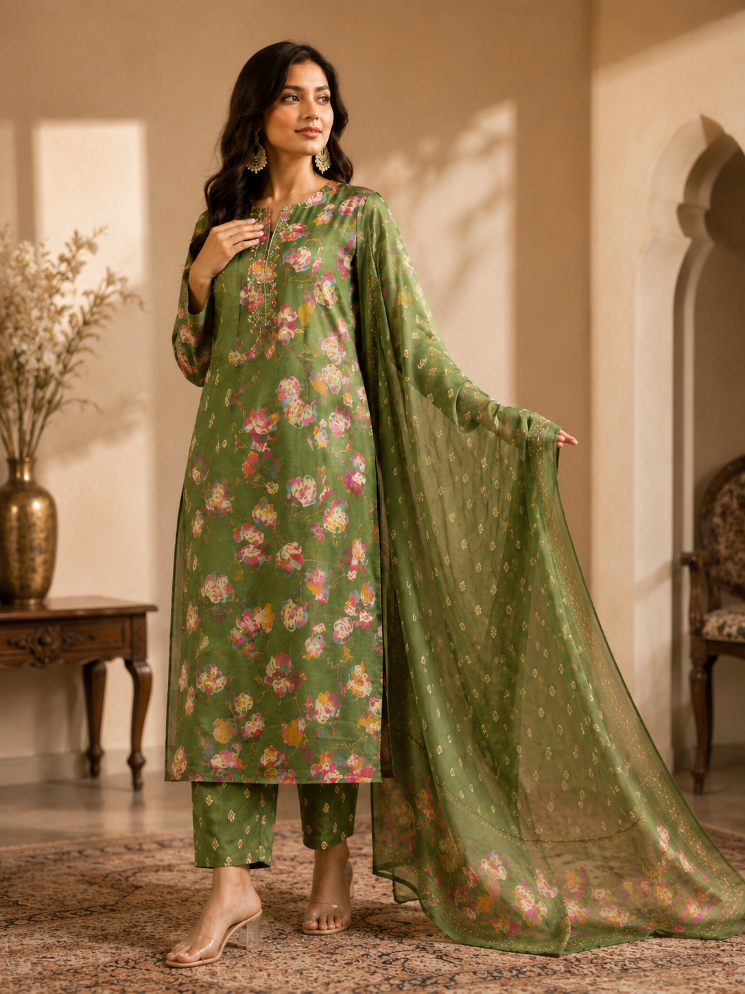 Green Bloom Suit Set