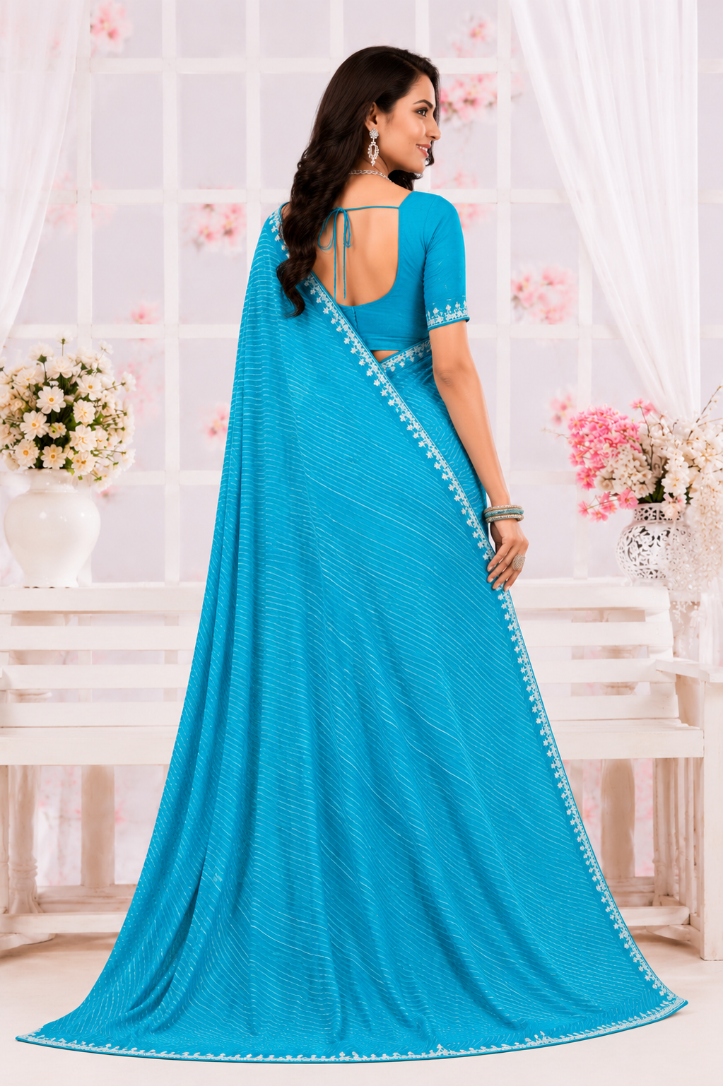 Graceful Leheriya Bloom Saree