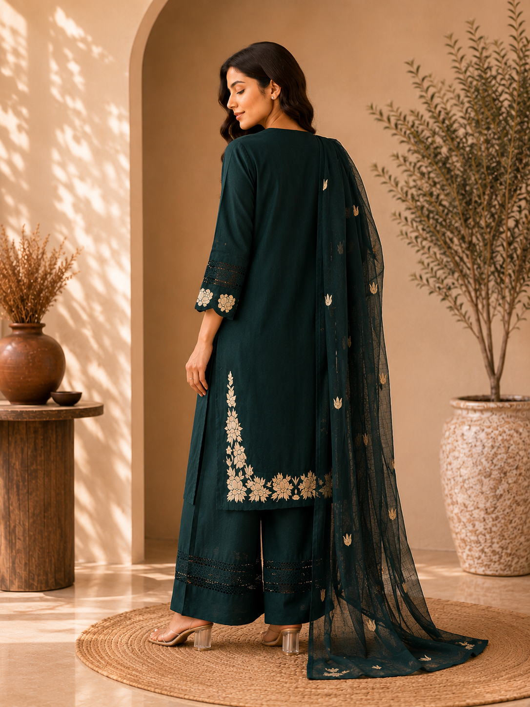 Zehra Embroidered Kurta Palazzo Set