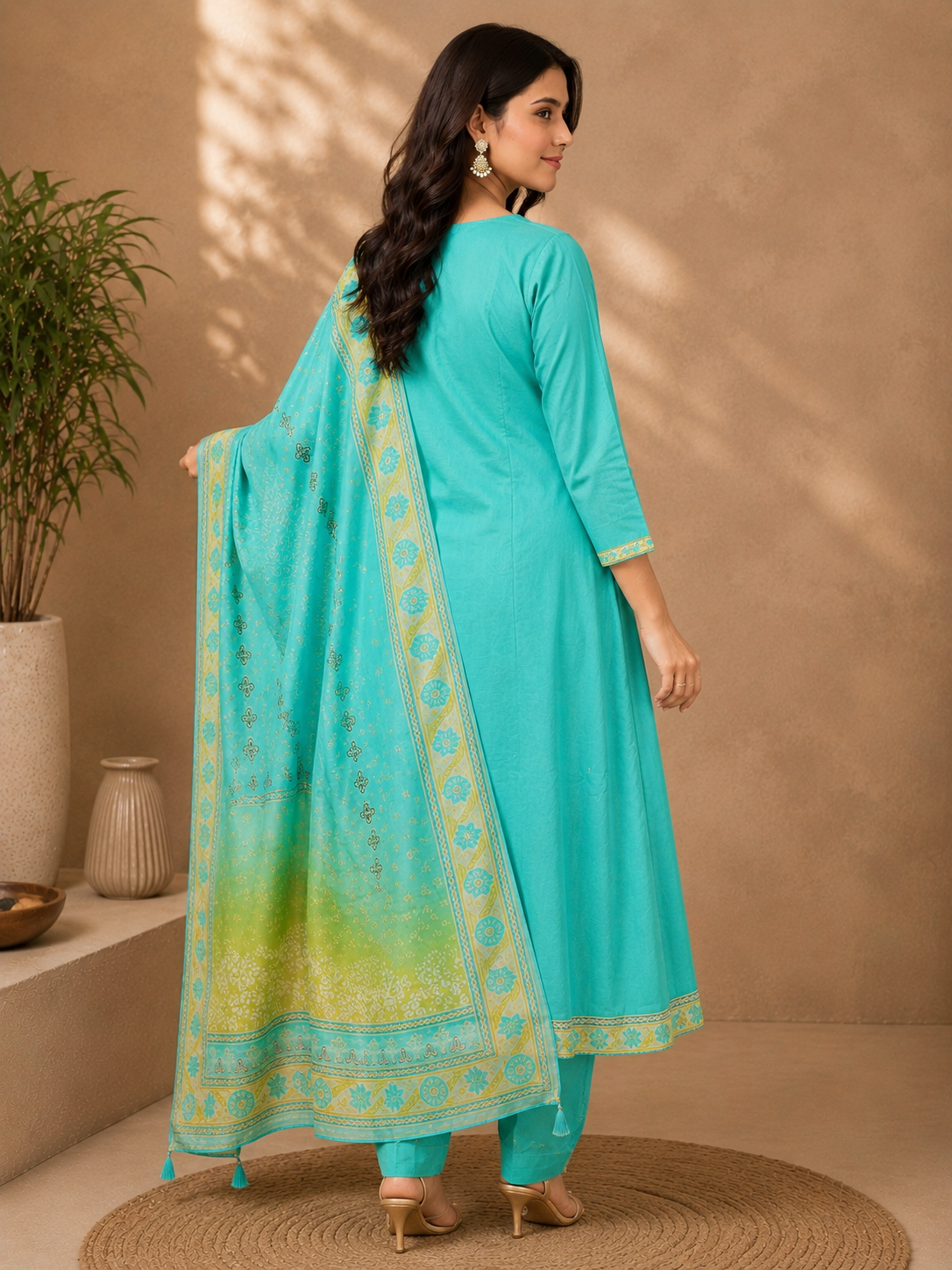 Aqua Grace Anarkali Set