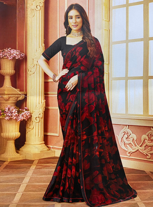 Crimson Bloom Saree – Elegance in Every Fold
