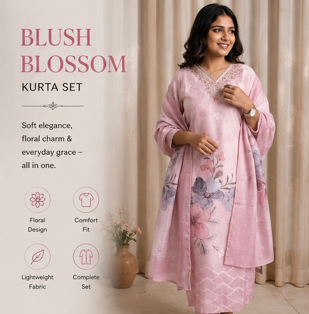 Blush Blossom Kurta Set