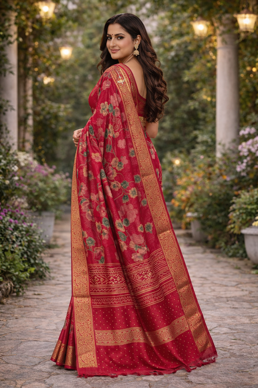 Floral Zari Elegance Silk Based Saree