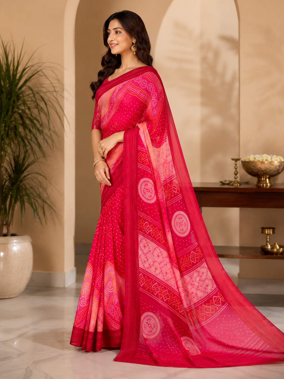 Radiant Bandhani Grace Saree