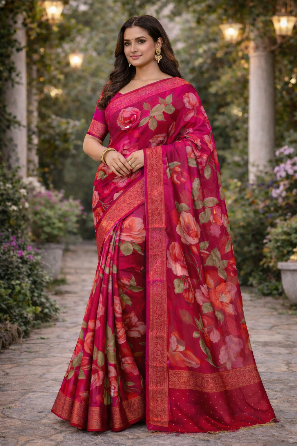 Blooming Rose Printed Saree