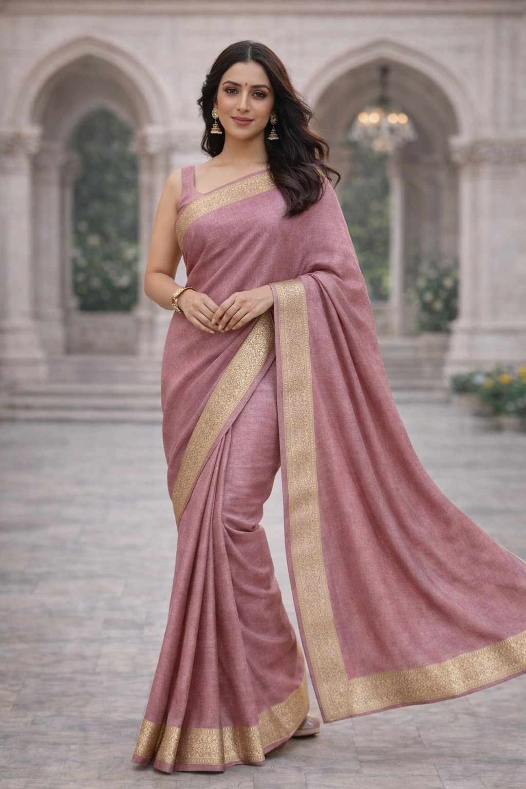 Classic Silk Blend Saree with Zari Border