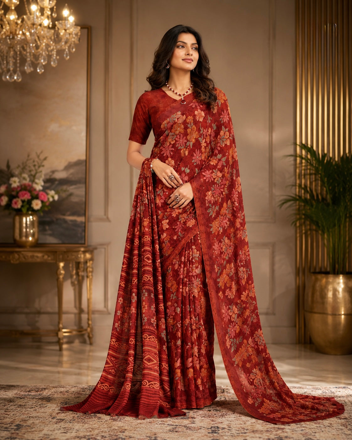 Velvet Petals Printed Saree