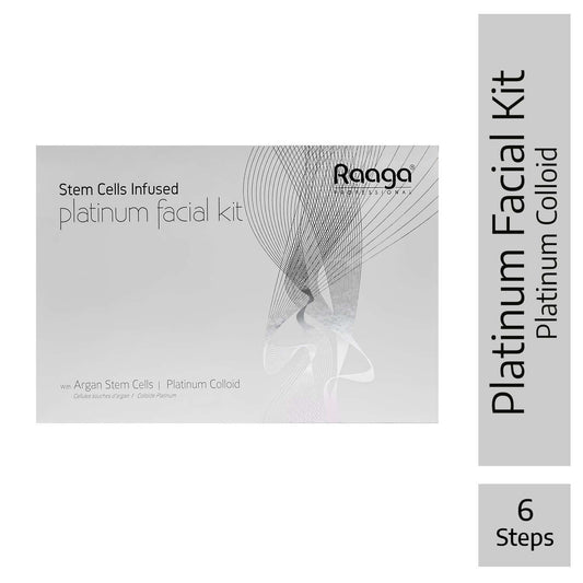 Raaga Professional Stem Cells Infused Platinum 6 Step Facial Kit | Platinum Colloid, Argan Stem Cells | Restores Skin's Moisture (61 gm)