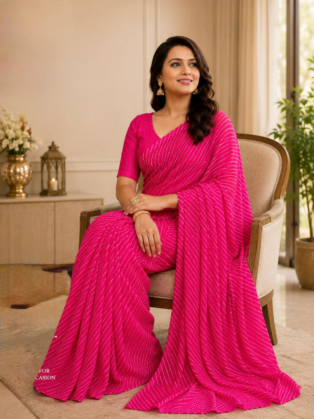 Rani Rekha Lehriya Saree