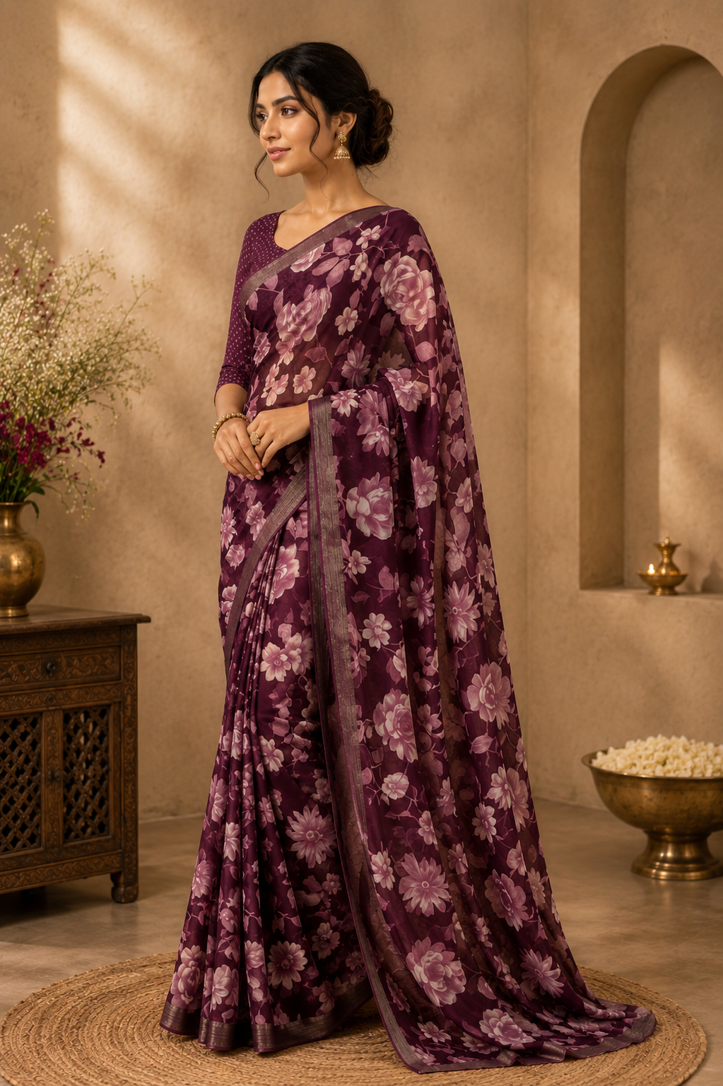 Rosé Garden Floral Saree