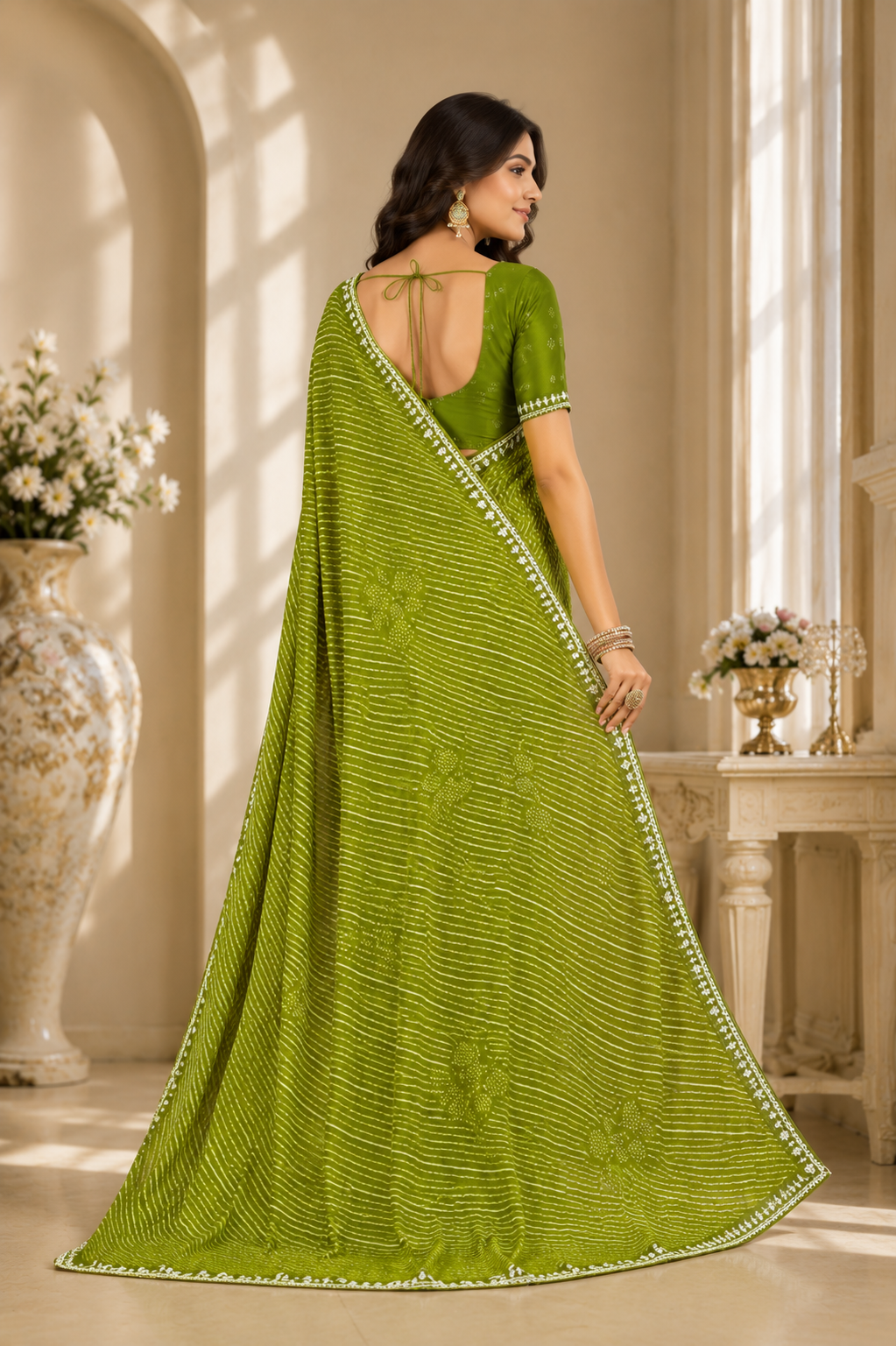 Graceful Leheriya Bloom Saree