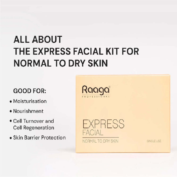Raaga Express Facial Kit (6 Step Process) Rejuvenates and Revitalises Skin, Improves Skin Texture | Normal To Dry Skin | Pack of 6 (35g X 6)