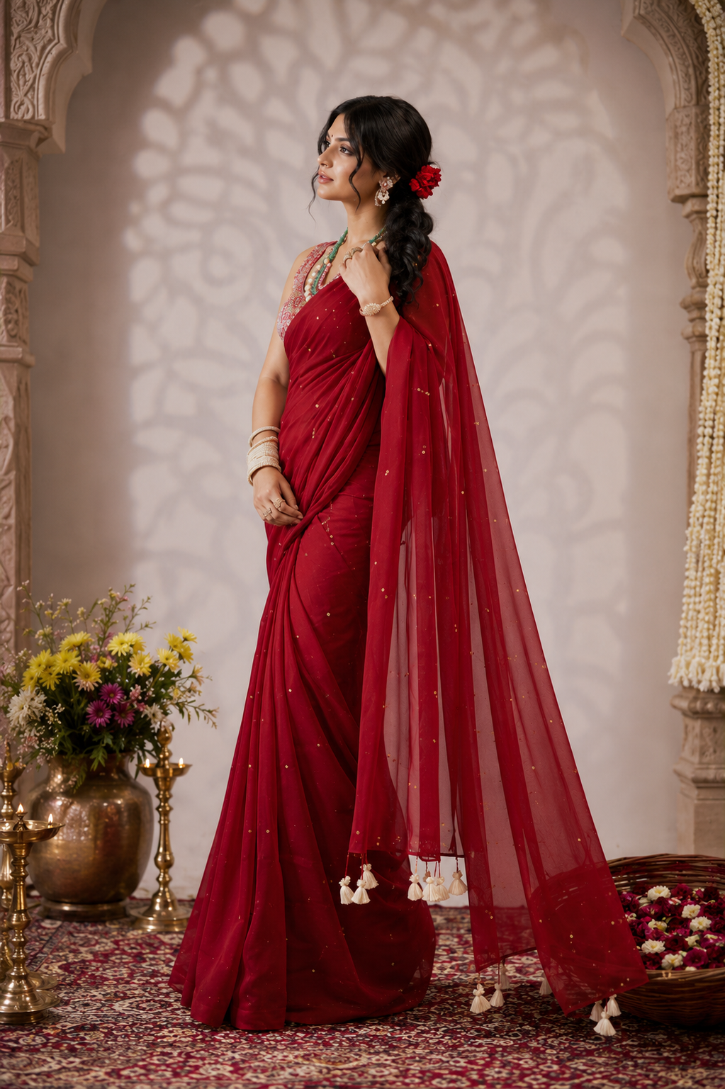 Ruby Grace Embellished Organza Saree
