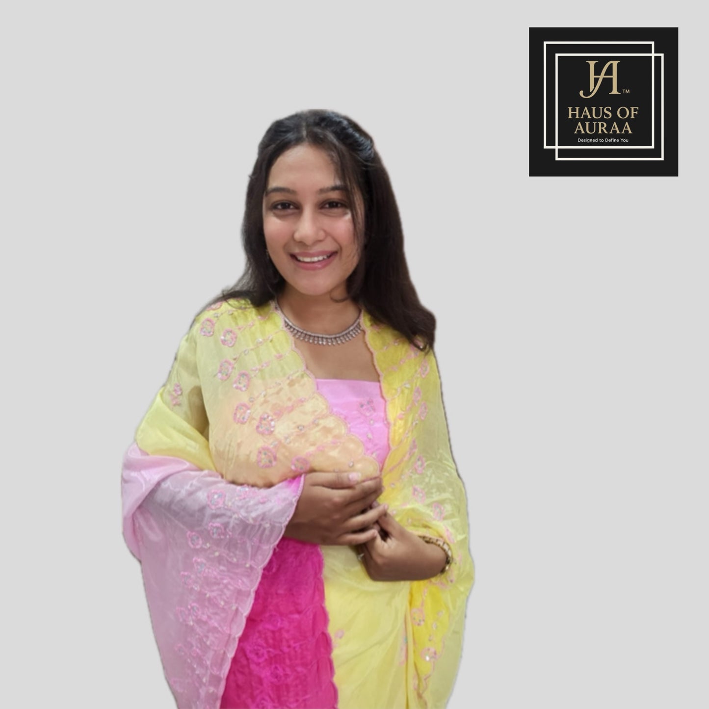 Lemon Pink Dream Saree