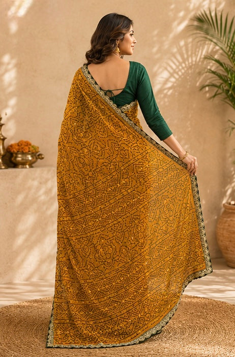 Kesari Heritage Bhandej Handloom Saree