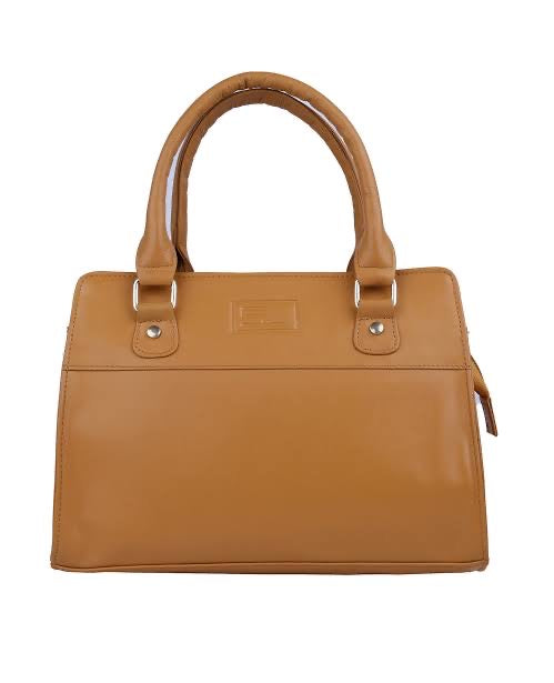 Tan Structured Leather Handbag