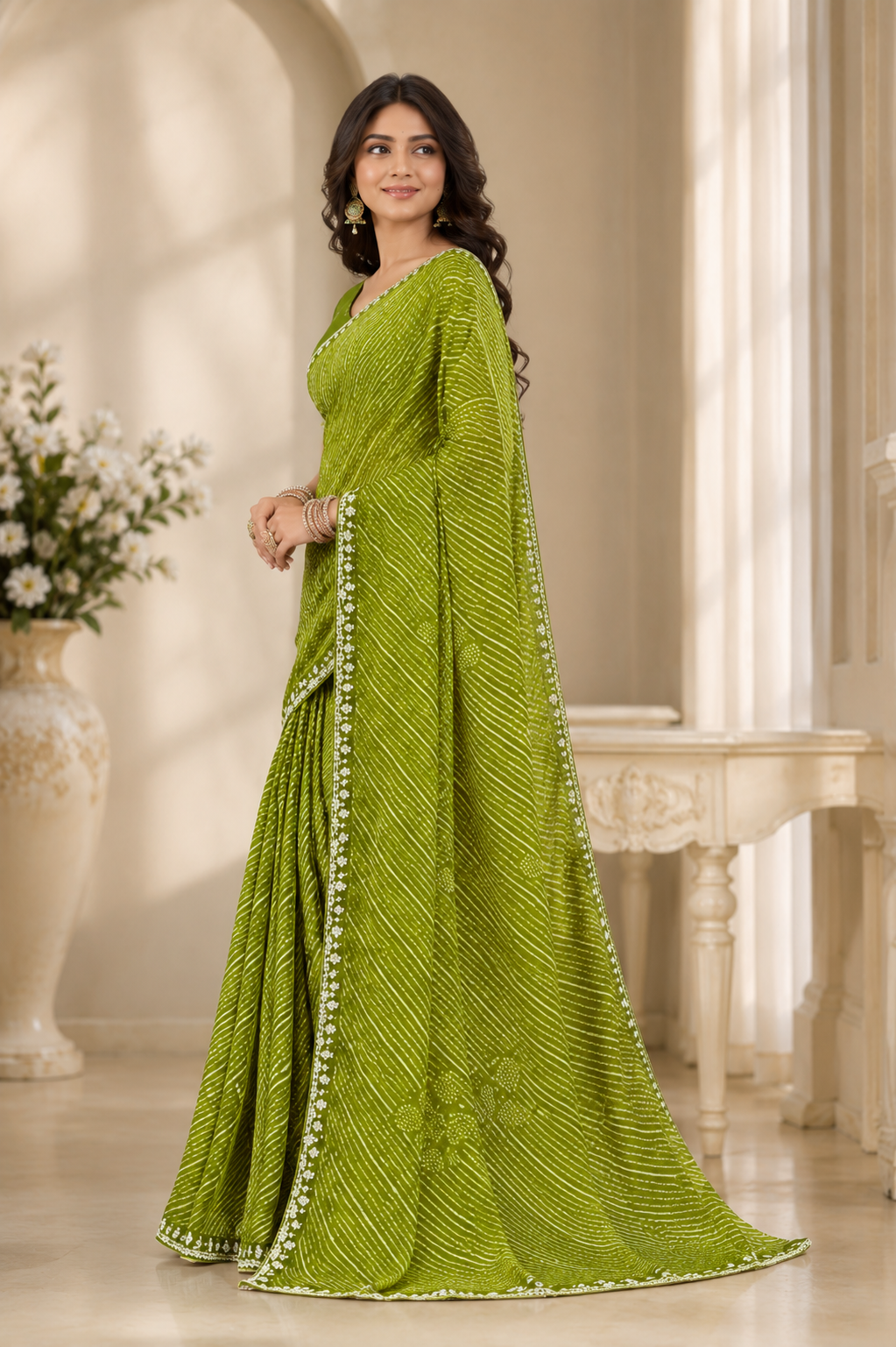 Graceful Leheriya Bloom Saree