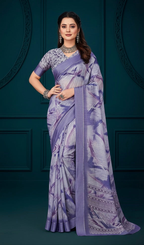 Floral Printed Saree with Elegant Border