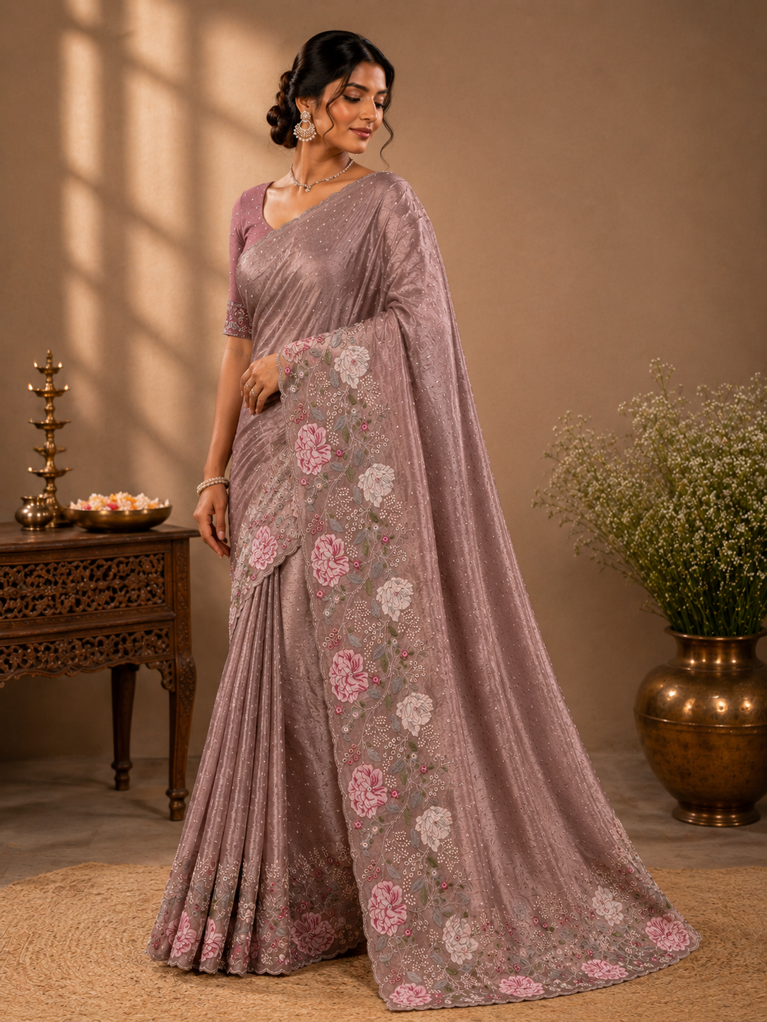 Rosewood Bloom Elegance Saree