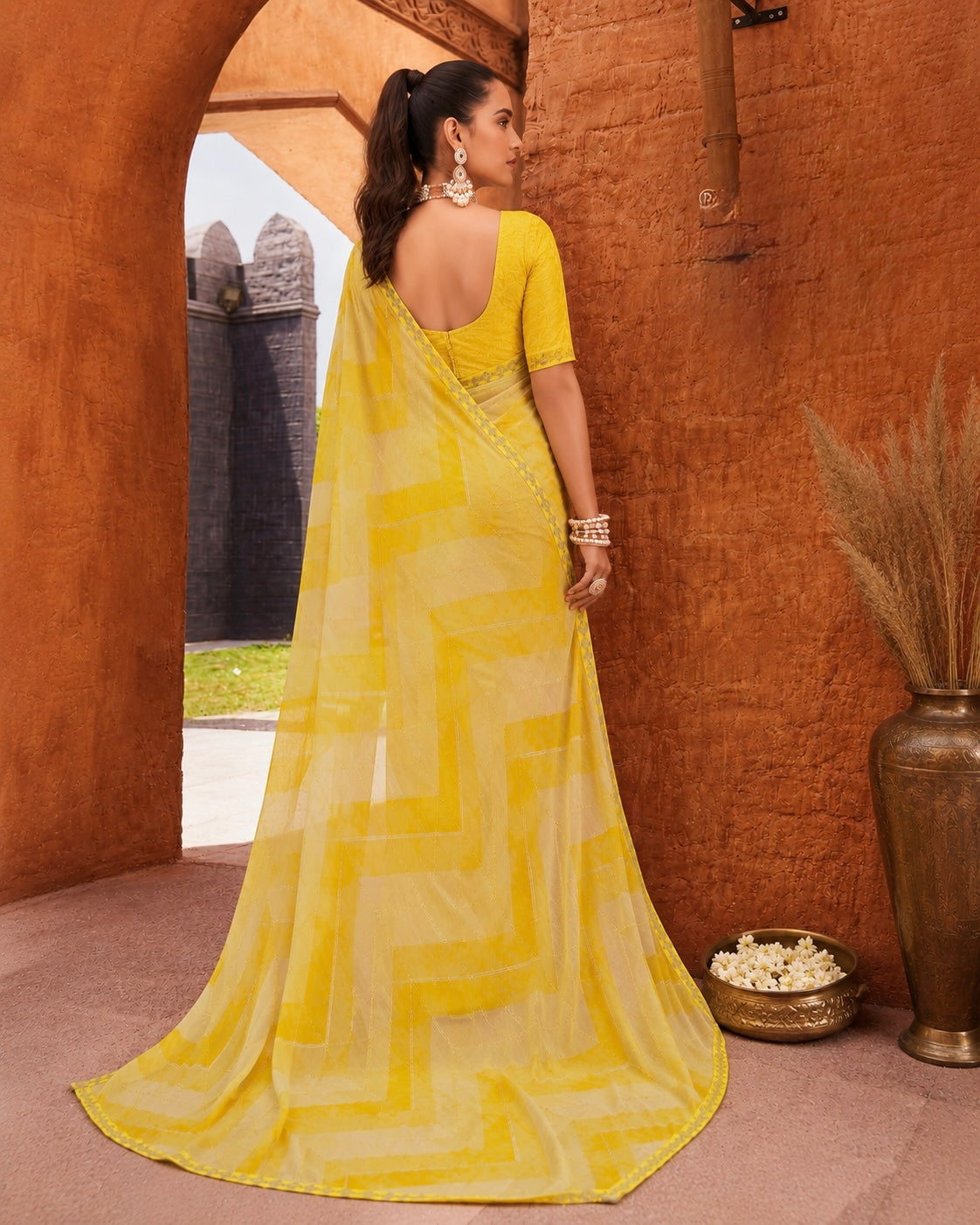 Sunlit Check Weave Saree