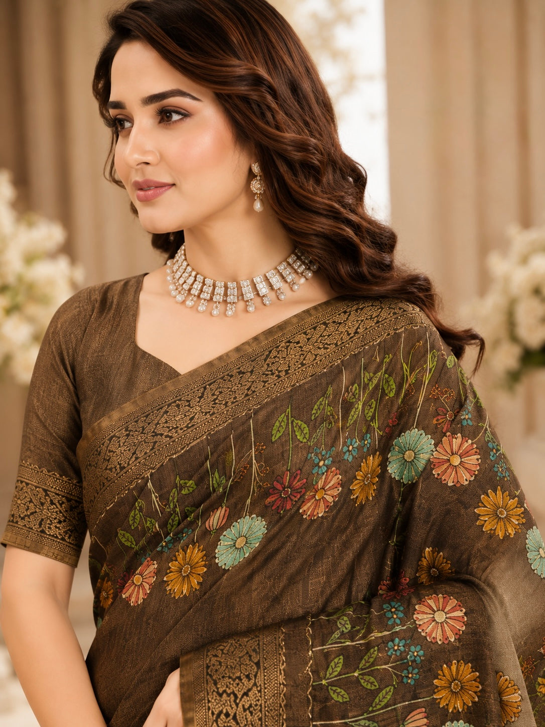 Earthsong Bloom Heritage Saree