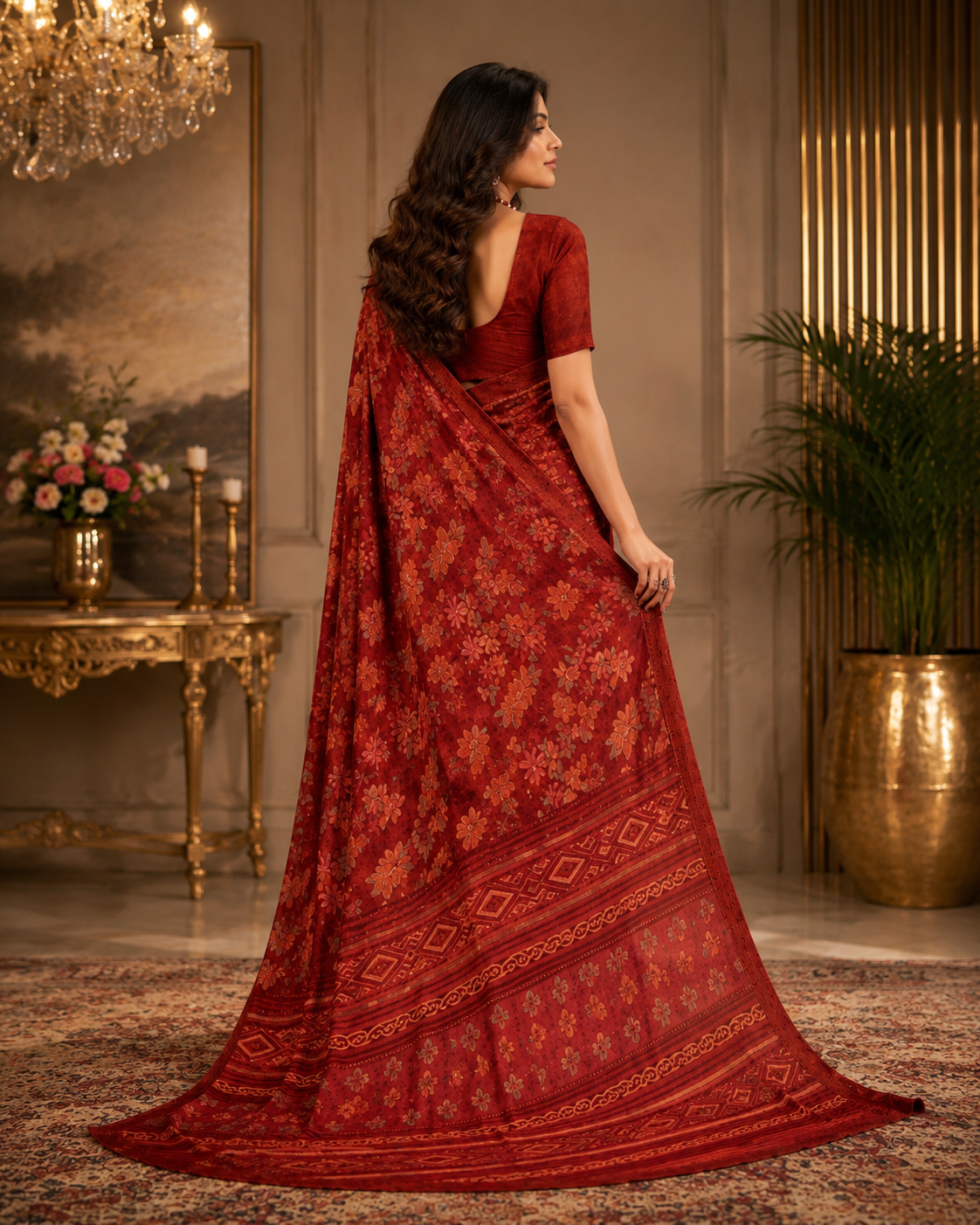 Velvet Petals Printed Saree