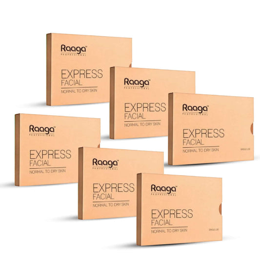 Raaga Express Facial Kit (6 Step Process) Rejuvenates and Revitalises Skin, Improves Skin Texture | Normal To Dry Skin | Pack of 6 (35g X 6)