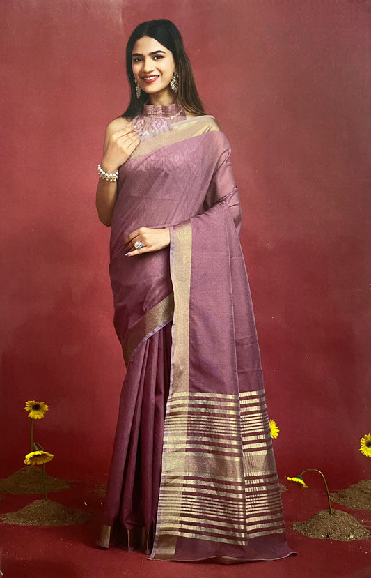 Handwoven Silk Saree with Subtle Zari Border and Pallu