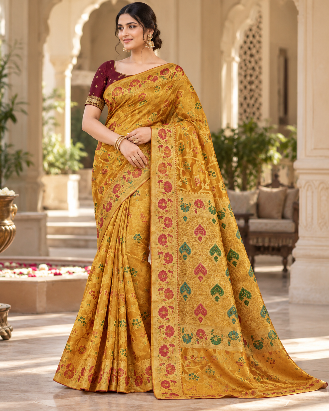 Royal Heritage Floral Brocade Saree