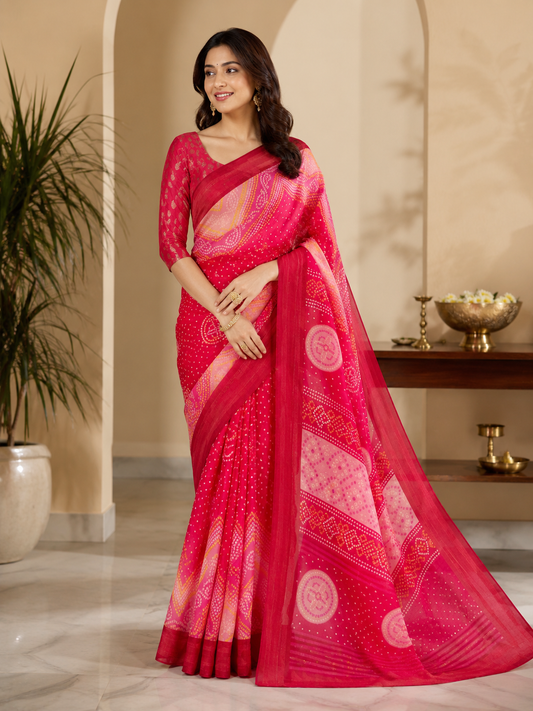 Radiant Bandhani Grace Saree