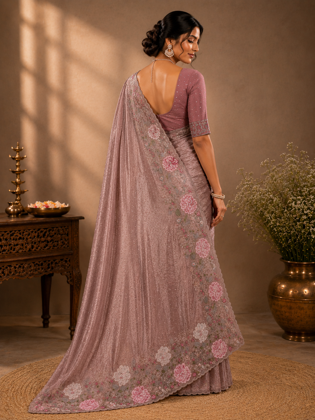Rosewood Bloom Elegance Saree