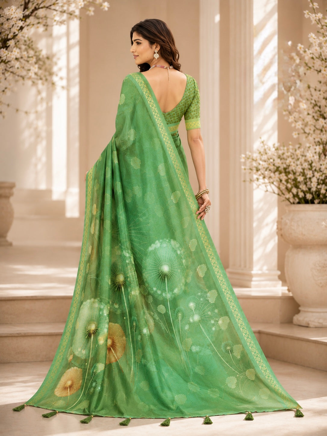 Emerald Dandelion Grace Saree