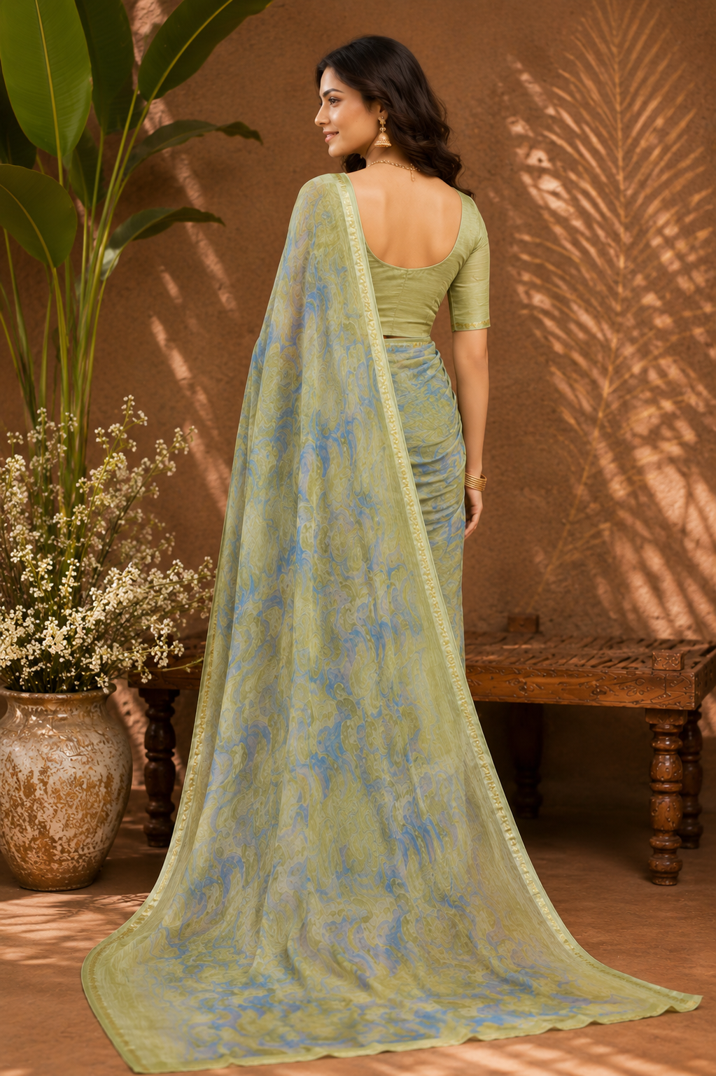 Pastel Mist Printed Linen Saree