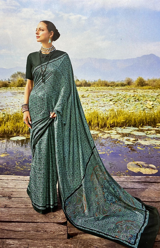 Forest Tranquil Print Saree – Elegance Rooted in Nature