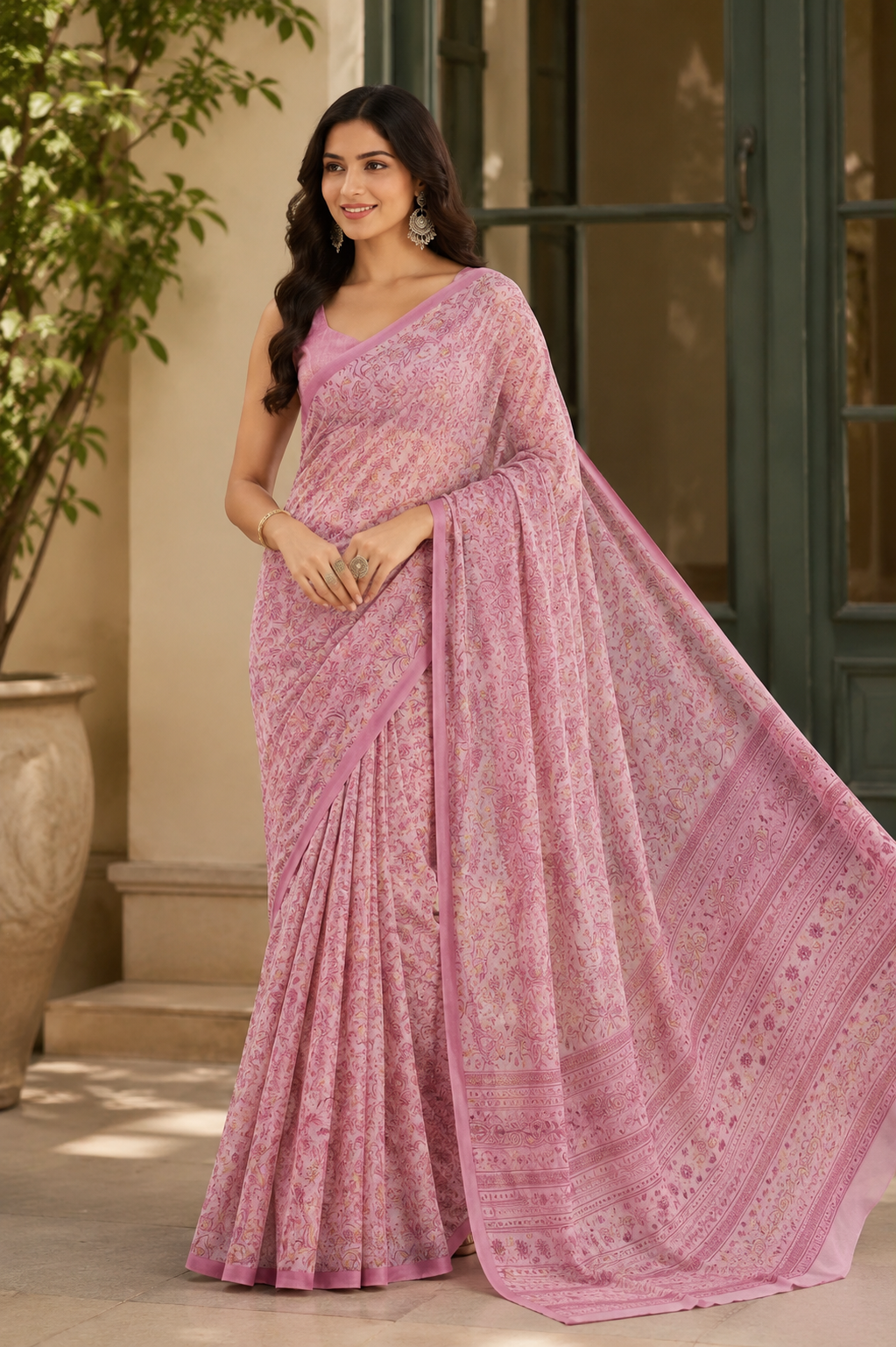 Blush Paisley Elegance Saree